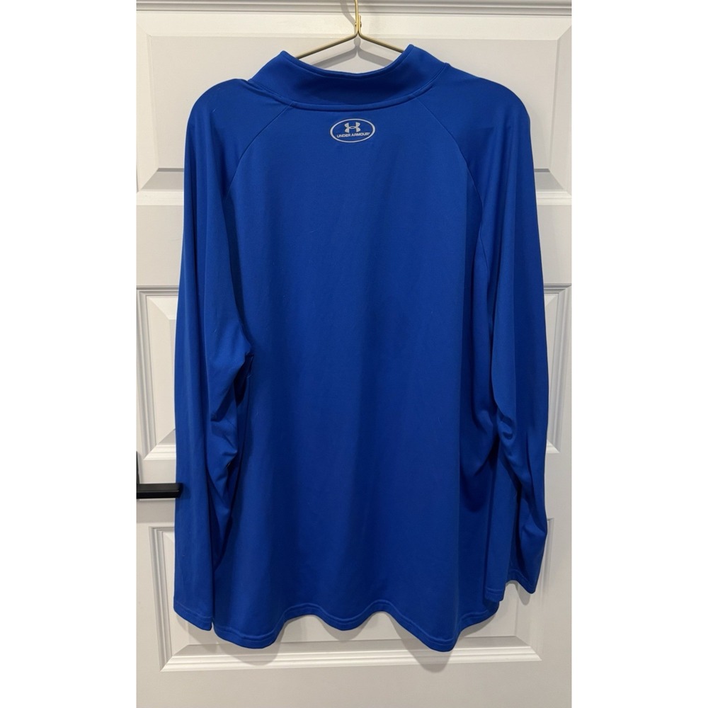UNDER ARMOUR HeatGear Men's Long Sleeve 1/4 Zip Mock Neck Loose Blue 2XL - Picture 3 of 4